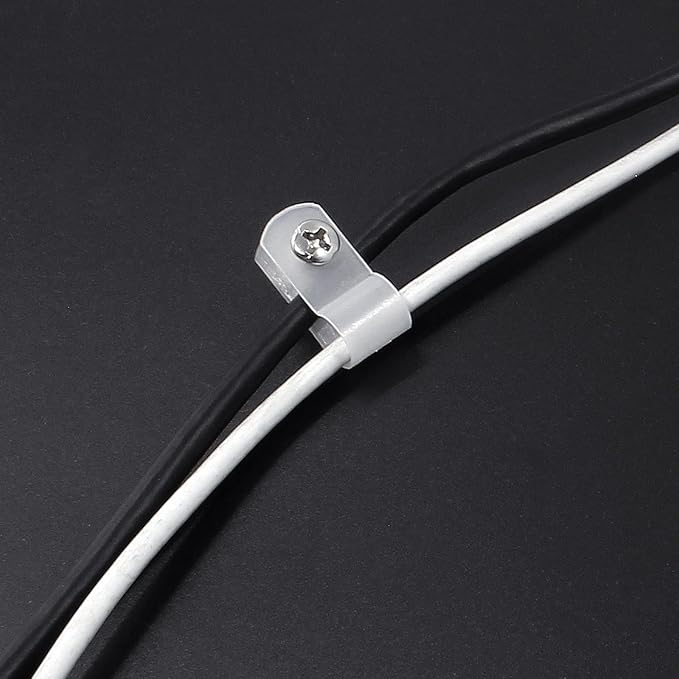 100 Pcs 1/4 Inch R-Type Clip Clamp, Nylon P-Type Mounting Clips, Cable Clip Wire Clamp for Wire Management, Stainless Steel Screws Included