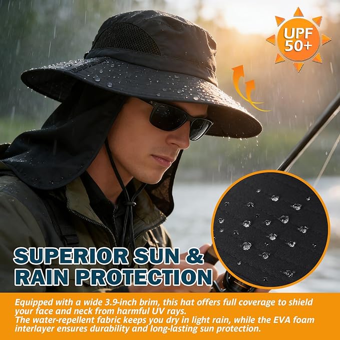 EINSKEY Wide Brim Sun Hat, UPF 50+ UV Protection Waterproof Packable Bucket Hat for Men & Women, Fishing Hiking Beach Garden