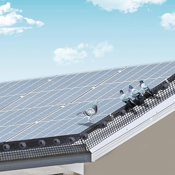 VEVOR Solar Panel Bird Guard 8inch x 98ft PVC Coated Wire Mesh Roll Kit with 100pcs Fasteners, Critter Fence, Pigeon Proofing, Black