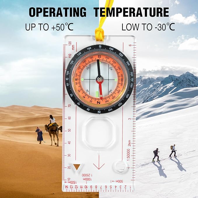 Eyeskey Multifunctional Military Sighting Navigation Compass with Inclinometer | Impact Resistant & Waterproof Compass for Hiking, Camping