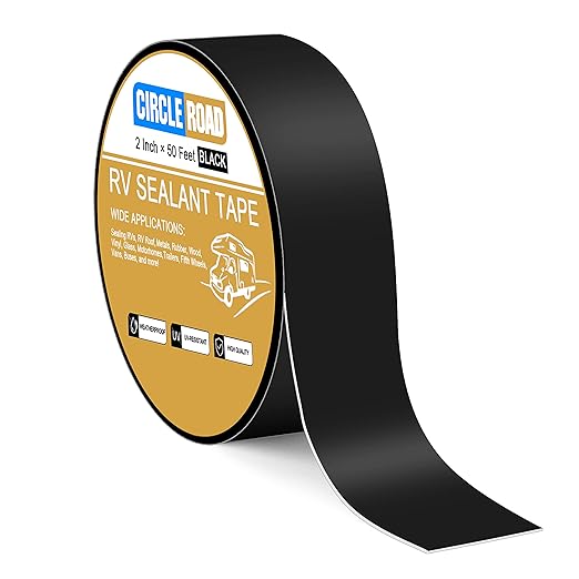 RV Roof Tape Black, 2 Inch X 50 Feet RV Repair Sealant Tape, Stop Camper Roof Leaks, UV-Resistant, Weatherproof and Reliable for Camper, Trailer, Boat (2In-50FT Black)