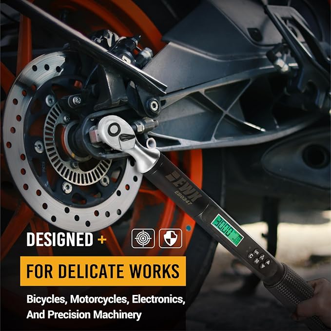 EWK 1/4" Drive Digital Angle Torque Wrench 1.1-22.1 ft-lbs (1.5-30 Nm), with LED Display & Buzzer, for Bicycles and Precision Machinery