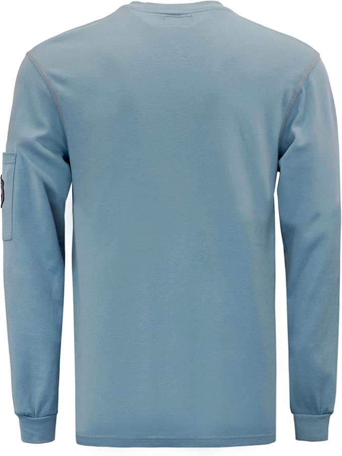 BOCOMAL FR Shirts Flame Resistant Henley Shirt NFPA2112/CAT2 7oz Men's Long Sleeve Fire Retardant Clothing
