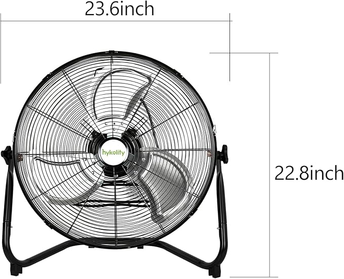 hykolity 20" High Velocity Floor Fan, 3-Speed Heavy Duty Industrial Fan with Wall-Mounting System, Metal Floor Fan for Commercial Space, Warehouse, Garage, and Workshop, 2 Pack