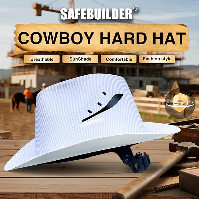 Cowboy Style Hard Hat Class C Safety Helmet Vented Full Brim Hard Hats Work Safety Helmet for Men and Women Outdoor,Industrial,Construction Head Protection- ANSI Approved