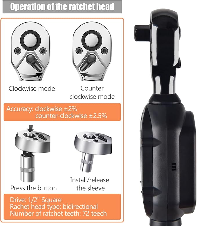 Professional 1/2-Inch Drive Digital Torque Wrench with Buzzer & LED, 3-100 Nm, Accurate to 2%, Calibrated for Reliable Performance - Ideal Bike & Car Repair Tool