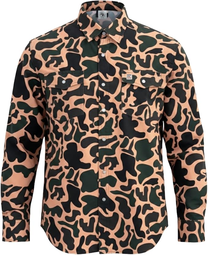 WoahBros FR Shirts for Men, 8oz Midweight Flame Resistant Welding Shirt, 100% Cotton, Pearl Snap Buttons - CAT2/NFPA2112