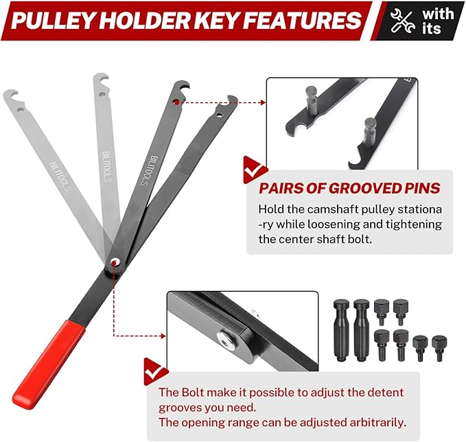 BILITOOLS Fan Clutch Removal Tool Kit, Fan Clutch Wrench Set 22 36 40 47 51 MM with Pulley Holder