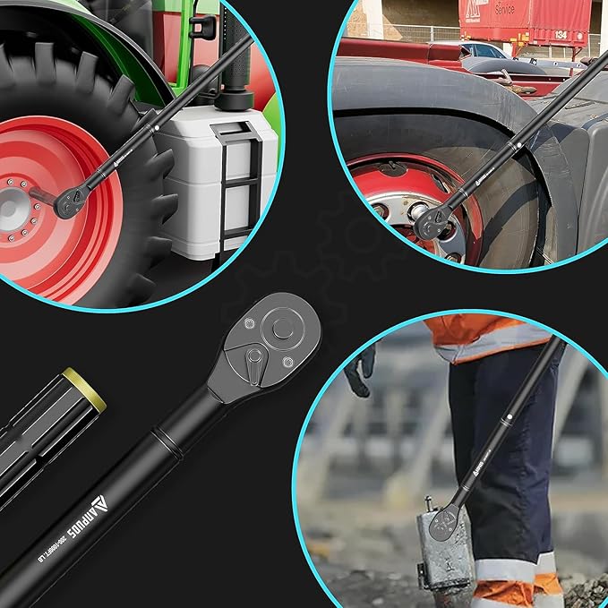 3/4-Inch Drive Click Torque Wrench, 200-1000 Ft-Lb/271-1355 Nm, Dual-Direction Torque Wrench with Quick Release Reversible Head for Car, Truck, Tractor