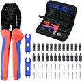Solar Crimper Tool Kit with 12 PCS MC4 Connectors,2 Solar Connector Spanner Wrench for 14-10 AWG Solar Panel Cable Wire Crimping PV Assembly and Installation
