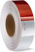 2" X 100FT DOT-C2 Reflective Tape -6" Red x 6" White Waterproof Reflector Conspicuity Tape - Safety Sticker Strips for Trailers, Cars, Trucks, Warning Tape Automative Accessories