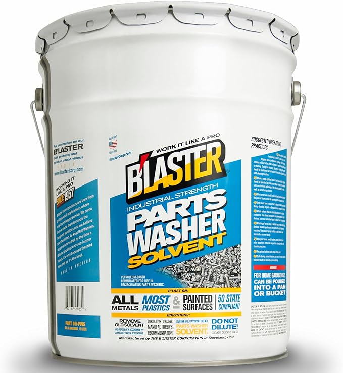 B’laster Parts Washer – Parts Cleaner Solvent – High Flashpoint Formula Cleans Oil, Grease & Grime, No Residue, Works on Metals, Most Plastics & Painted Surfaces – 5‑Gallon