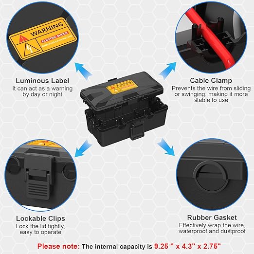 Medium Outdoor Electrical Box Waterproof 10.3 x 5.9 x 3.7 in, IP54 Waterproof Extension Cord Cover Outlet Box, Weatherproof Connection Box for Electronics Outside, Power Strip, Light, Plug