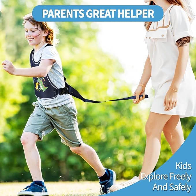 Safety Walking Harness for Big Kids 6-12, Anti-Elopement Vest Harness for Autism Special Needs ADHD, Reflective Leash with Handle for Autistic, Active Children, Adjustable Tether for Travel and Crowds