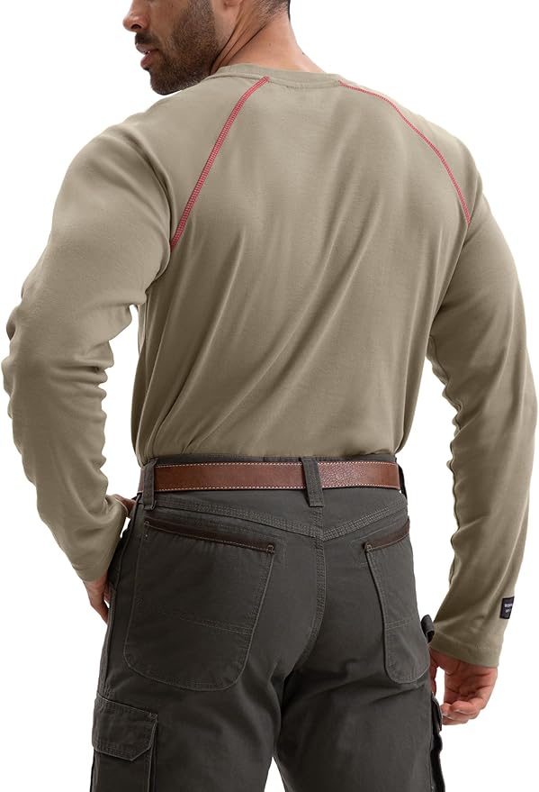 WORKWEYA FR Shirts Flame Resistant Shirt 6.5oz Men's NFPA 2112/CAT2 Long Sleeve Shirt