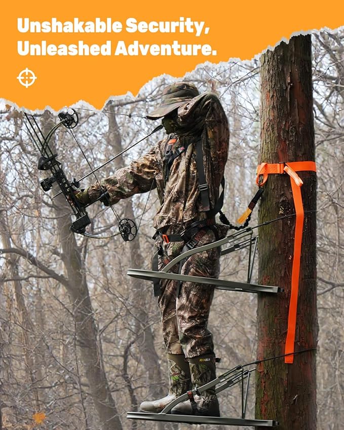 Kalkal 3 Pcs Heavy-Duty Tree Stand Harness Strap, Quick-Connect Treestrap for Tree Stand Harness Comfortable Hunting Gear