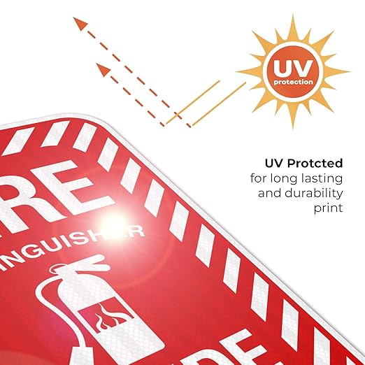 Fire Extinguisher Inside Sign, Fire Safety Sign, 12x18 Inches, 3M EGP Reflective .063 Aluminum, Fade Resistant, Indoor/Outdoor Use, Made in USA