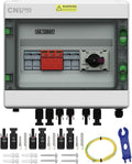 2 String Solar PV Combiner Box 2 in 1 Out IP65 DC1000V 32A Disconnect Switch with Surge Protector and 15A PV Fuse, Circuit Breaker Outdoor IP65 Waterproof for Solar Panels System
