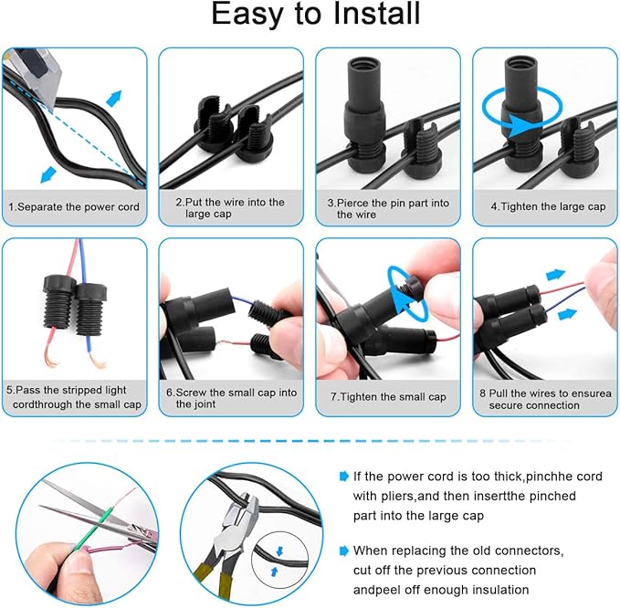 iCreating 36Pack Low Voltage Wire Connector, Landscape Lighting Connectors Waterproof for 12/2 14/2 Gauge Landscape Lighting Cable Connectors for Outdoor Path Lights Spotlights In-Ground Lights