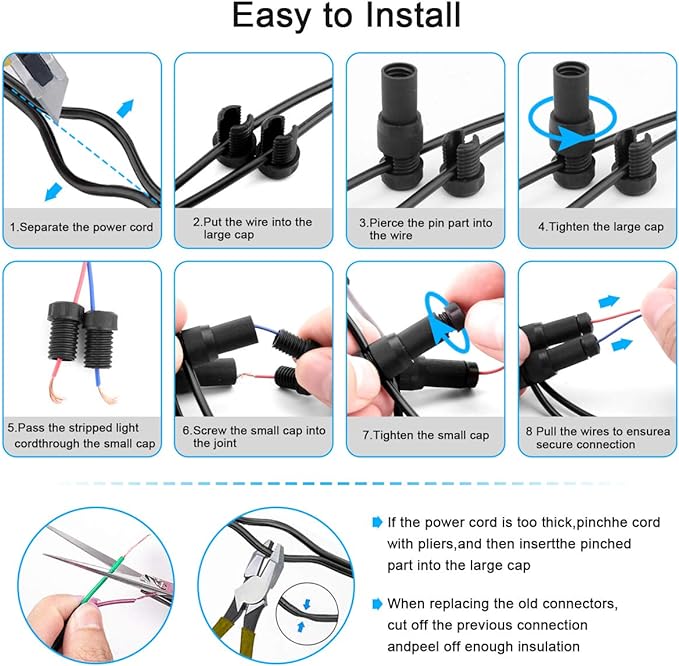 iCreating 16Pack Low Voltage Wire Connector AC 14V, Landscape Lighting Connectors Waterproof for 12/2 14/2 Gauge Landscape Lighting Wire Connectors for Path Lights Spotlights In-Ground Lights