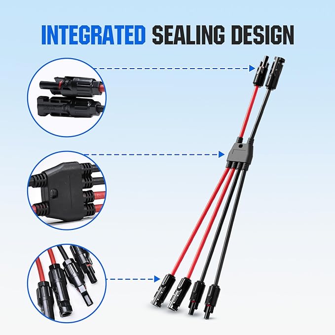 ECO-WORTHY Integrated Solar Connector 2-4 Y Branch Parallel PV Adapter Cable Wire Plug Tool Kit for Solar Panel(M/FF+F/MM)