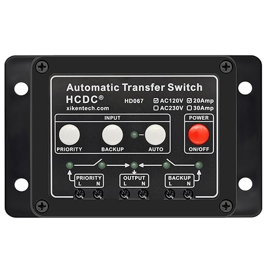 Automatic Transfer Switch, AC120V 20Amp, ATS Auto Transfer Switch, HCDC HD067/120V20A
