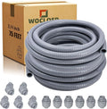 Liquid-Tight Conduit - 3/4inch 75 Foot Flexible Non Metallic Liquid Tight Electrical Conduit Kit, With 6 Straight and 5 90-Degree Conduit Connector Fittings