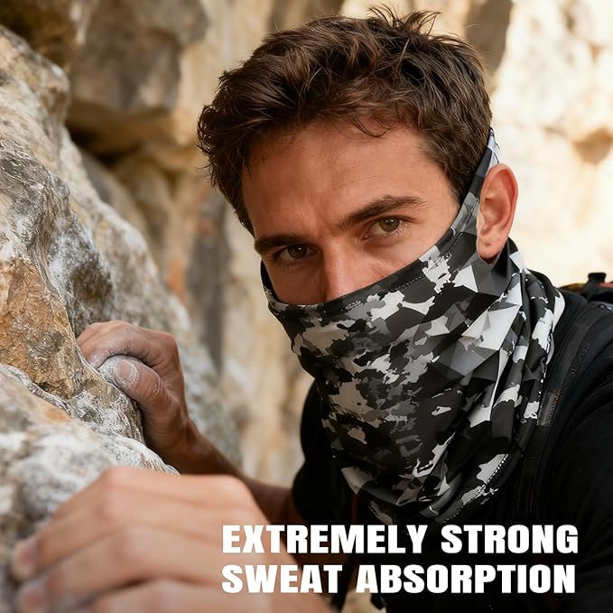 HONGTEYA 6 Pack Summer Neck Gaiter, UV Protection Cooling Face Mask, Breathable Bandana Head Scarf for Men Women