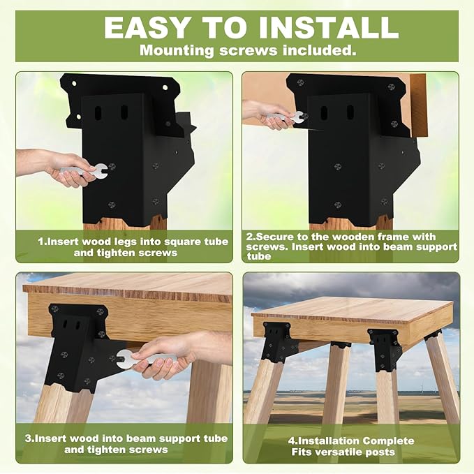 Deer Stand Brackets 4x4 Deer Blind Bracket - 4Pcs Heavy Duty Elevator Brackets Beam Support Platform Bracket for Hunting Blinds, Tree Houses, Shooting Shack, Observation Decks, Tower Stands