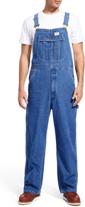 HISEA Men's Denim Bib Overall, Mens Relaxed Fit Overall Midweight Workwear with Adjustable Straps and Convenient Tool Pockets