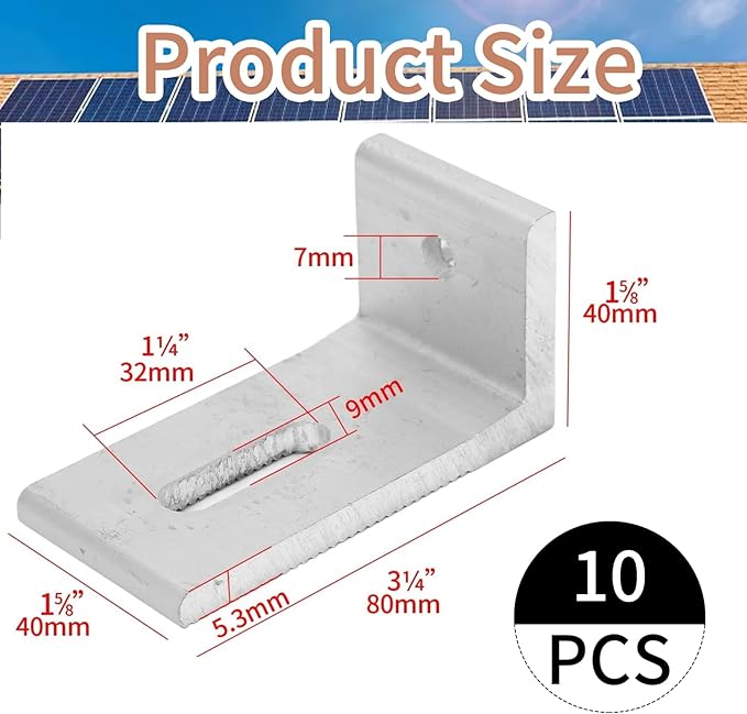 L Foot Solar Mount,Aluminum Alloy Photovoltaic Solar Panel Mounting L Brackets for Roof PV System Waterproof & Weather Proof,Strong Load (10PCS)