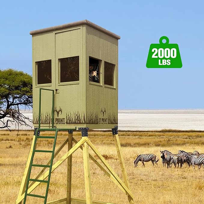 MOFEEZ Deer Stand Brackets 4x4, Heavy Duty Elevator Bracket for Deer Blind Outdoor Hunting Platform Blind Box Treehouse Shooting Shack Pergolas Black 4PCS with Screws