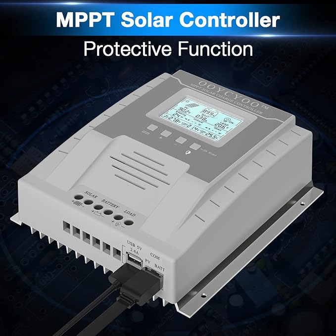 MPPT Charge Controller 40 amp 12V/24V Auto, 40A Solar Panel Charge Regulator with Blacklight LCD Display Max 100V for Lead-Acid Sealed Gel AGM Flooded Lithium Battery