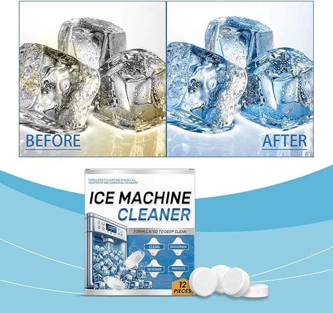 Ice Machine Cleaner Maker Descaler - 12 Clean Tablets for Frigidair e Ice Machine, Helps Remove Hard Water and Mineral Buildup for Great-Tasting Ice