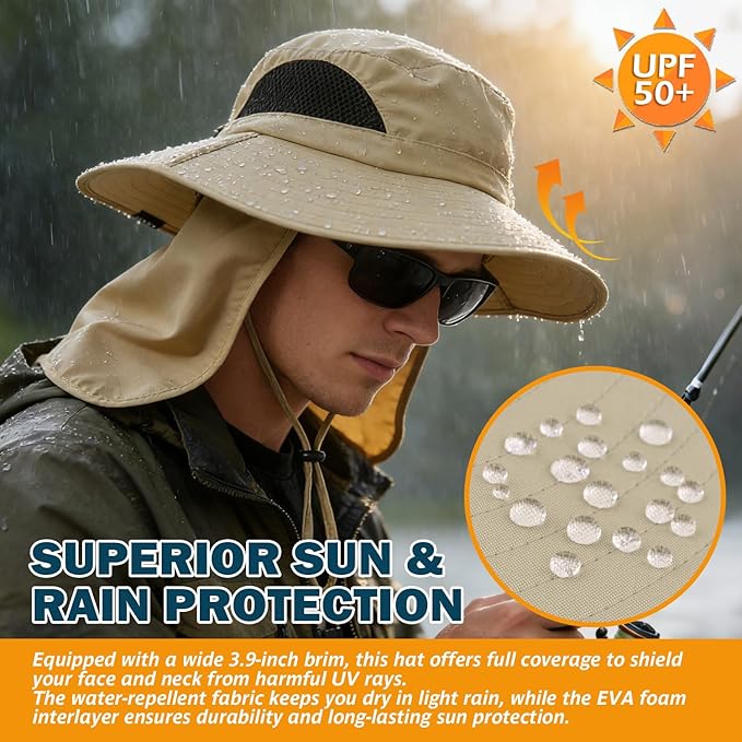 EINSKEY Wide Brim Sun Hat, UPF 50+ UV Protection Waterproof Packable Bucket Hat for Men & Women, Fishing Hiking Beach Garden