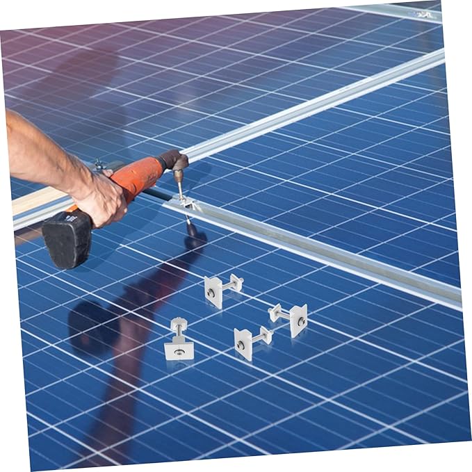 4pcs Aluminum Alloy Solar Panel Mid Clamps with Bolts and Washers for Secure Mounting Fit for Various Solar Installations Easy Installation and High Precision Design