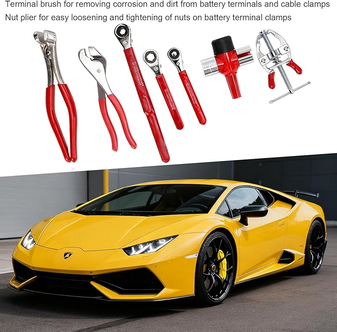 2025 NEW 8PCS Battery Service Kit, CR-V Battery Maintenance Kit, Battery Tools,Battery Terminal Cleaner, Car Battery Cleaner Kit, Tools Suitable for Car Repair and Battery Maintenance