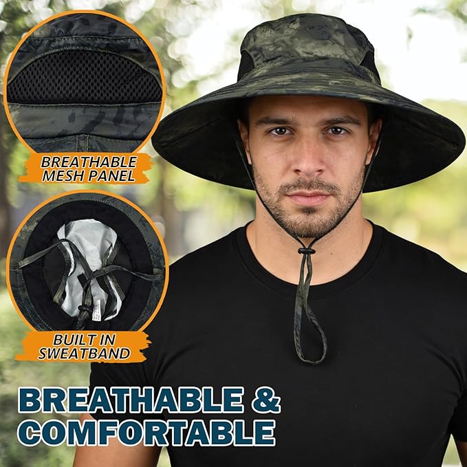 EINSKEY Wide Brim Sun Hat, UPF 50+ UV Protection Waterproof Packable Bucket Hat for Men & Women, Fishing Hiking Beach Garden
