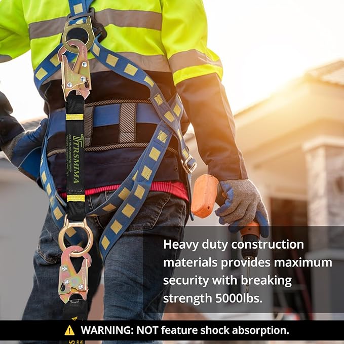 TRSMIMA Safety Harness Extension Lanyard - 18”D-ring Extender Fall Protection Arrest System with Snap Hook Connector Ring ANSI