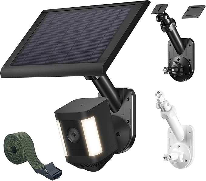 Wall Mount for Cameras and Solar Panels, 2-in-1 Mount for Ring, Blink, Eufy, Arlo, Wyze, etc Solar Panel and Cam, with Ring Stick Up Cam/Spotlight Cam/Plus/Pro(Battery), Adjustable Angle (Black)