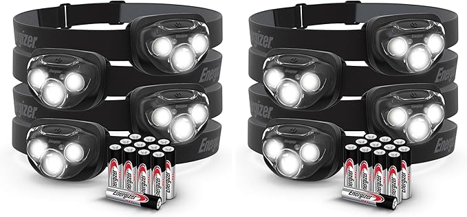 Energizer PRO-260 LED Headlamp (8-Pack), IPX4 Water Resistant Headlamps, High-Performance Head Light for Outdoors, Camping, Running, Storm, Survival LED Light for Emergencies (Batteries Included)