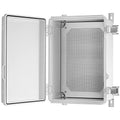 Waterproof Electrical Junction Box IP67 ABS Plastic Enclosure with Hinged Cover with Mounting Plate, Wall Brackets (Grey Cover, 14.6"×10.6"×5.9")
