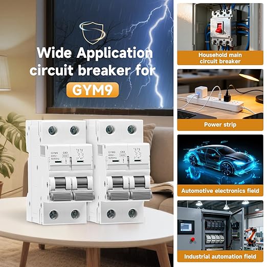 25 Amp Miniature Circuit Breaker AC 120V/240V, 2 Pole Solar Disconnect Switch, DIN Rail Mount Circuit Breaker, Thermal Magnetic Trip, RV Battery Isolator, PV System MCB, CE Certified C25