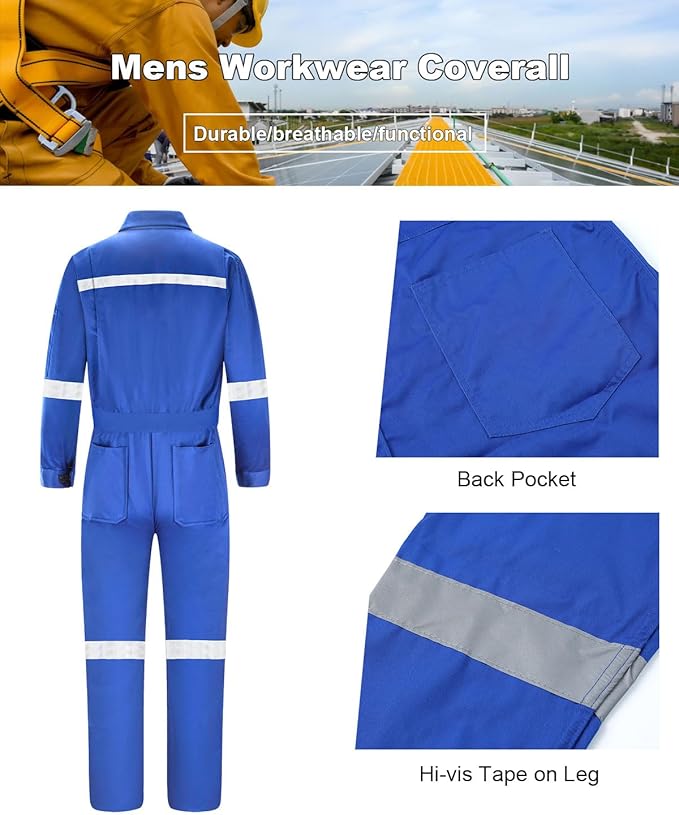 Mens Workwear Coveralls Work Mechanic Jumpsuits Long Sleeve Coverall Work Wear Multi Pockets