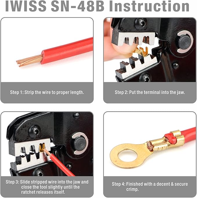 iCrimp SN-48B Pin Crimping Tools 3.96/4.8/5.08/6.3 mm 26-16AWG Crimper 0.14-1.5mm² for Dupont & JST-SM Molex Connectors and Terminals