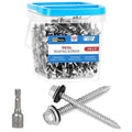 Metal Roofing Screws #10×2Inch, 500-PCS, Hex Head Rustpert Coating Sheet Metal to Wood Siding Screw with EPDM Rubber Washer, Sharp Point, Hex Socket Included