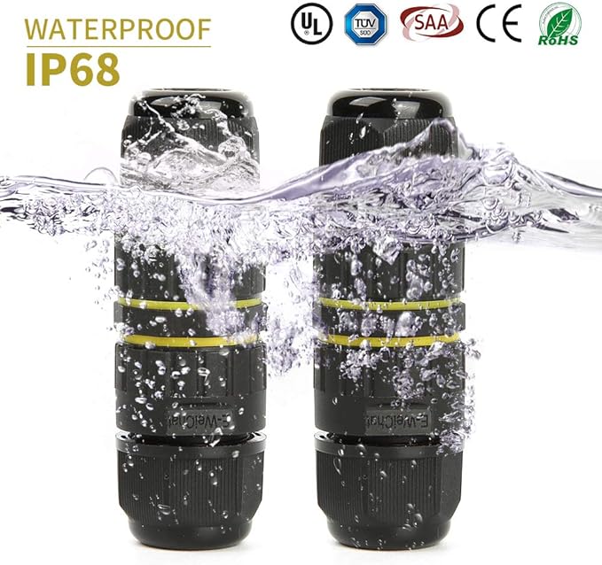 IP68 Outdoor Waterproof Junction Box Electrical Cable Connector, Easy to Install, UL,M16 for Ø 3.5-10mm Wire Range(AC 400V, 17.5A),2 Way 3Pin 5Pack
