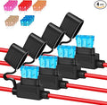 4 Pack 16AWG Inline Fuse Holder, Waterproof Precision 12V/24V Automotive Fuse Holder Kit with 20pcs ATC/ATO Fuses (3A-15A), Tinned Copper Wire for Dash Cam GPS