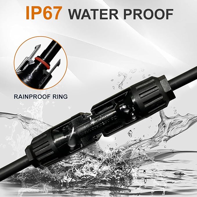 Solar Connectors Y Branch Upgraded Solar Panel Connector, 1 Pair Adapter Cable Wire Plug Tool Kit for Solar Panel(M/FF+F/MM)