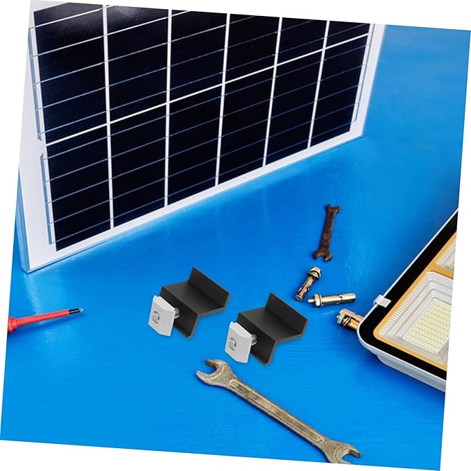 HEMOTON 4pcs Adjustable Aluminum Solar Panel Brackets for Ground Mounting Mid Clamps Enhanced Grip for Solar Panel Installation